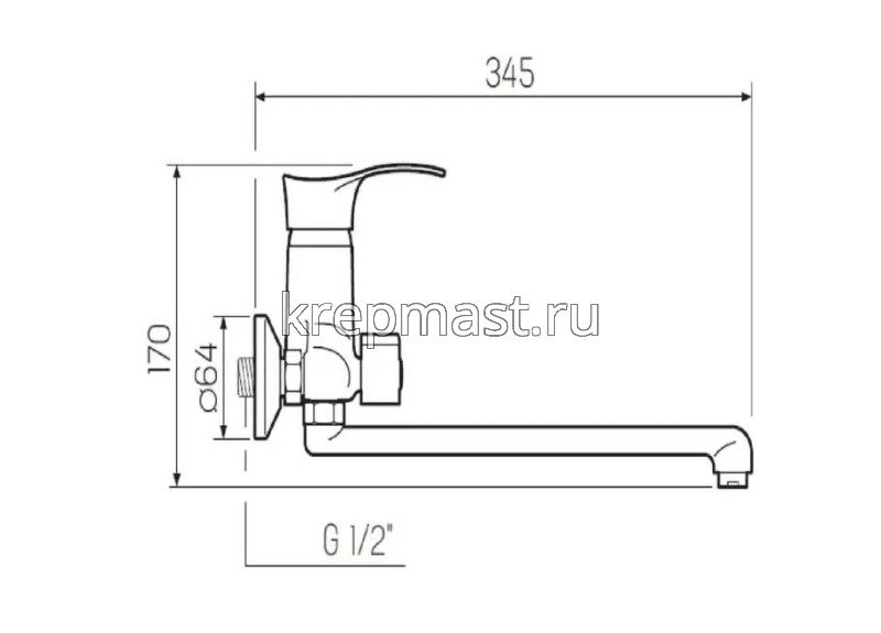 Смеситель д/ванны SL 86-006E с длинным изливом