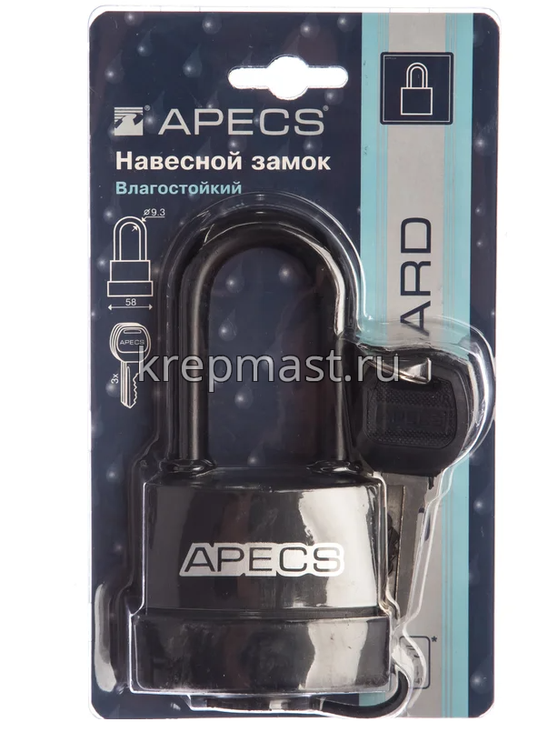 Замок навесной PDR-50-55L APECS водостойкий