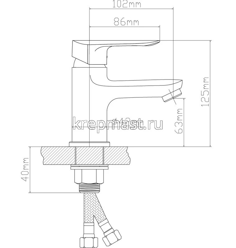 Смеситель д/умывальника B8274-1J латунь