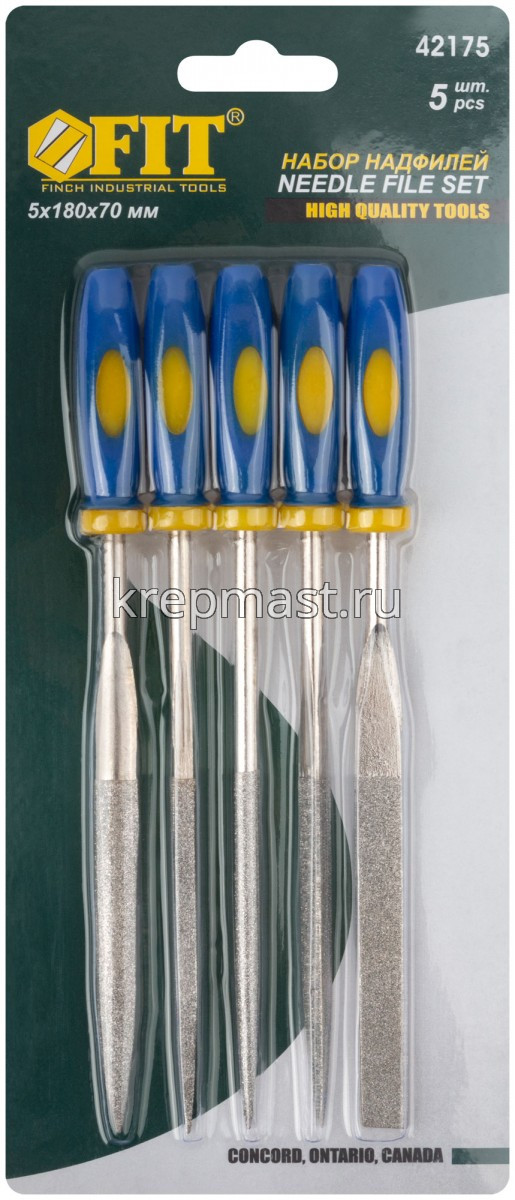Надфили FIT алмазные, мягкая.рук. 5х180х70мм 5шт