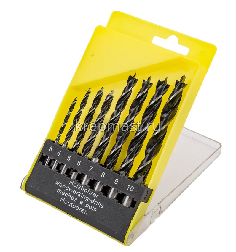 Набор сверел по дереву 8шт спираль FIT (3-4-5-6-8-9-10мм)