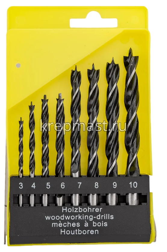 Набор сверел по дереву 8шт спираль FIT (3-4-5-6-8-9-10мм)