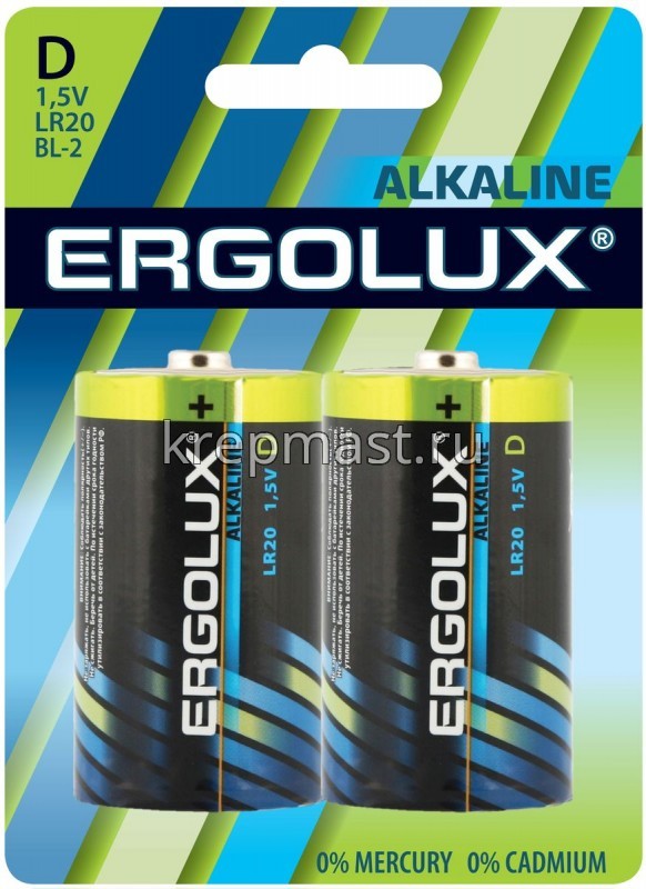 Батарейка Ergolux LR 20 Alkaline BL-2