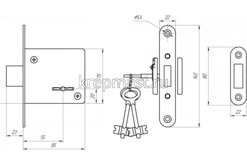 Замок врезной ПТИМАШ 3класс