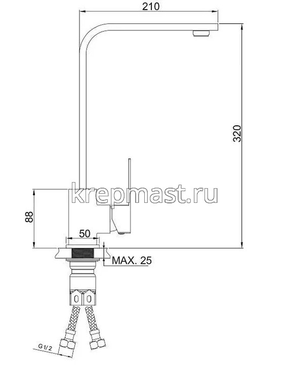 Смеситель д/кухни SUS125-017F с высоким поворот.изливом НЕРЖАВЕЮЩИЙ