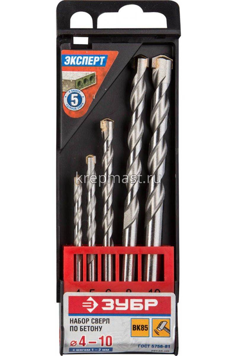 Набор сверел по металлу 5шт ЗУБР (4-10мм)