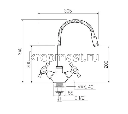 Смеситель д/кухни SL 92W-279F с высоким изливом (хром/белый)