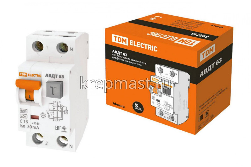 Авт.выключатель диф.тока АВТД 63 С16 30мА ТDM/ IEK