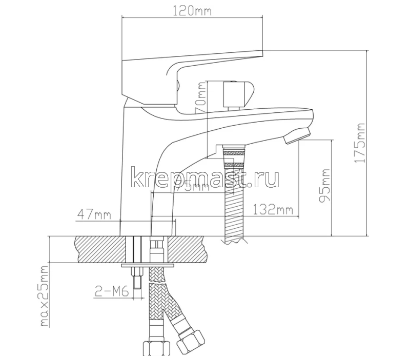 Смеситель д/умывальника B8282-1V латунь