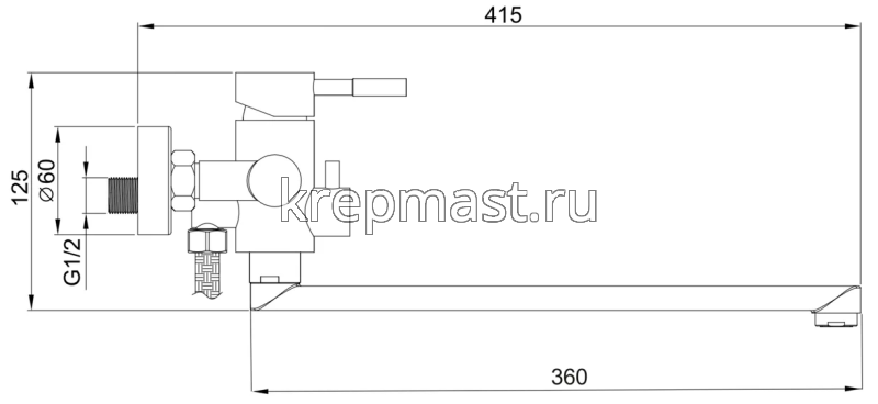 Смеситель д/ванны SUS 125-006EP