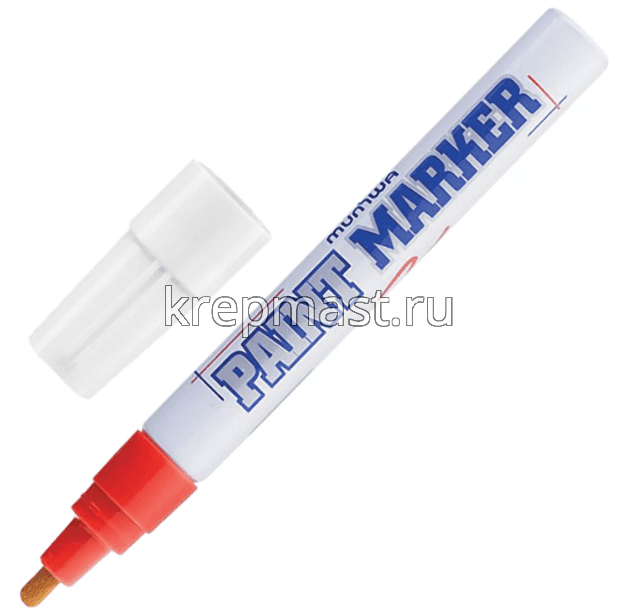 Маркер-краска по мокрому железу 4мм красный