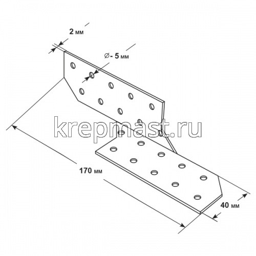 LK1 40х170х2мм крепление для стропил