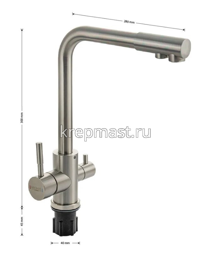 Смеситель д/кухни MAGNUS 91122 с Гобраз.гусаком для питьевой воды